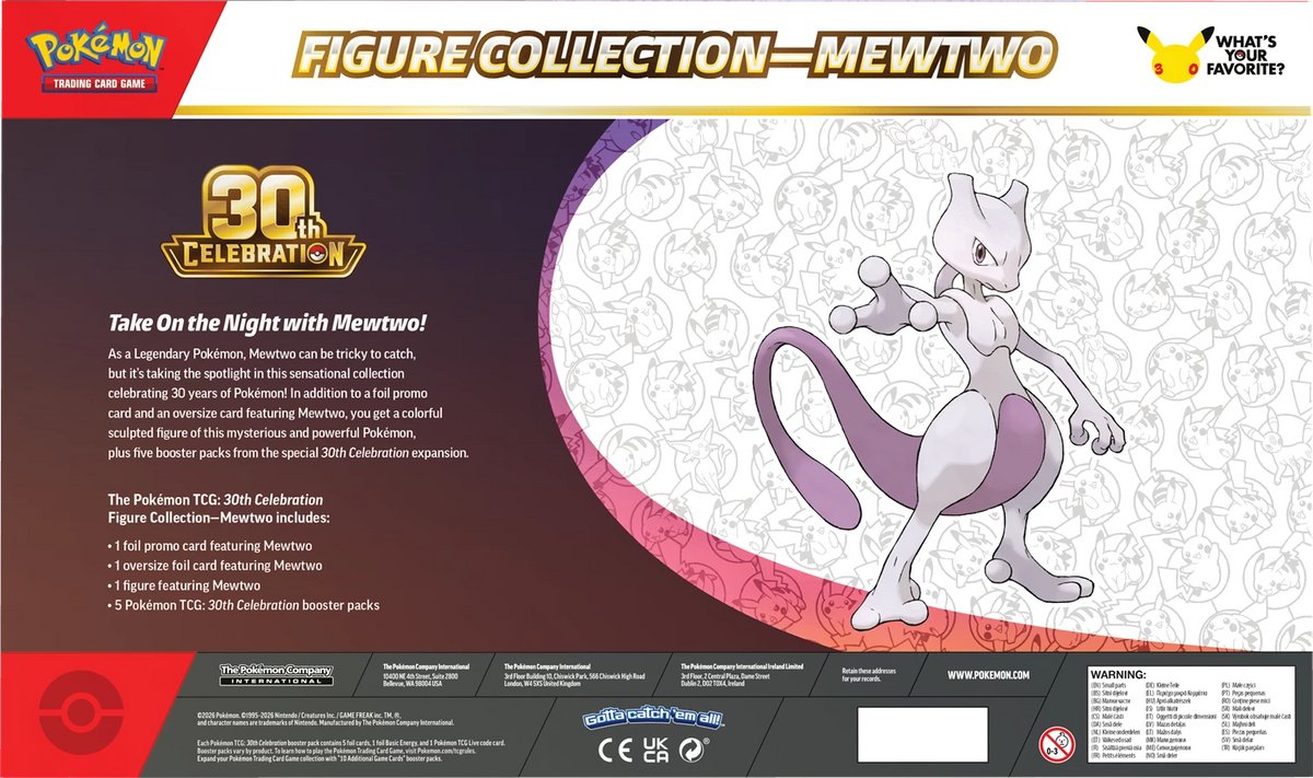 Pokémon-Figur Mewtwo in 30th-Celebration-Box mit Figurenfenster