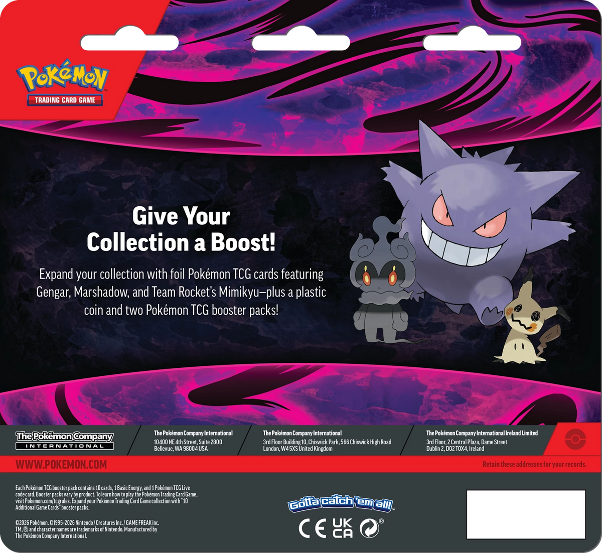 Pokémon-Sammelkartenspiel Blister-Set mit Gengar, Team Rockets Mimigma und 2 Boosterpacks