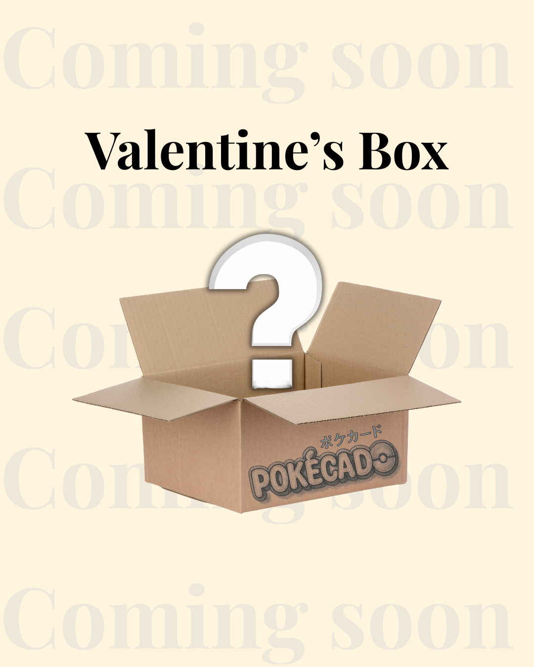 Pokémon-Valentinstagsbox 2027 aus Karton mit großem Fragezeichen