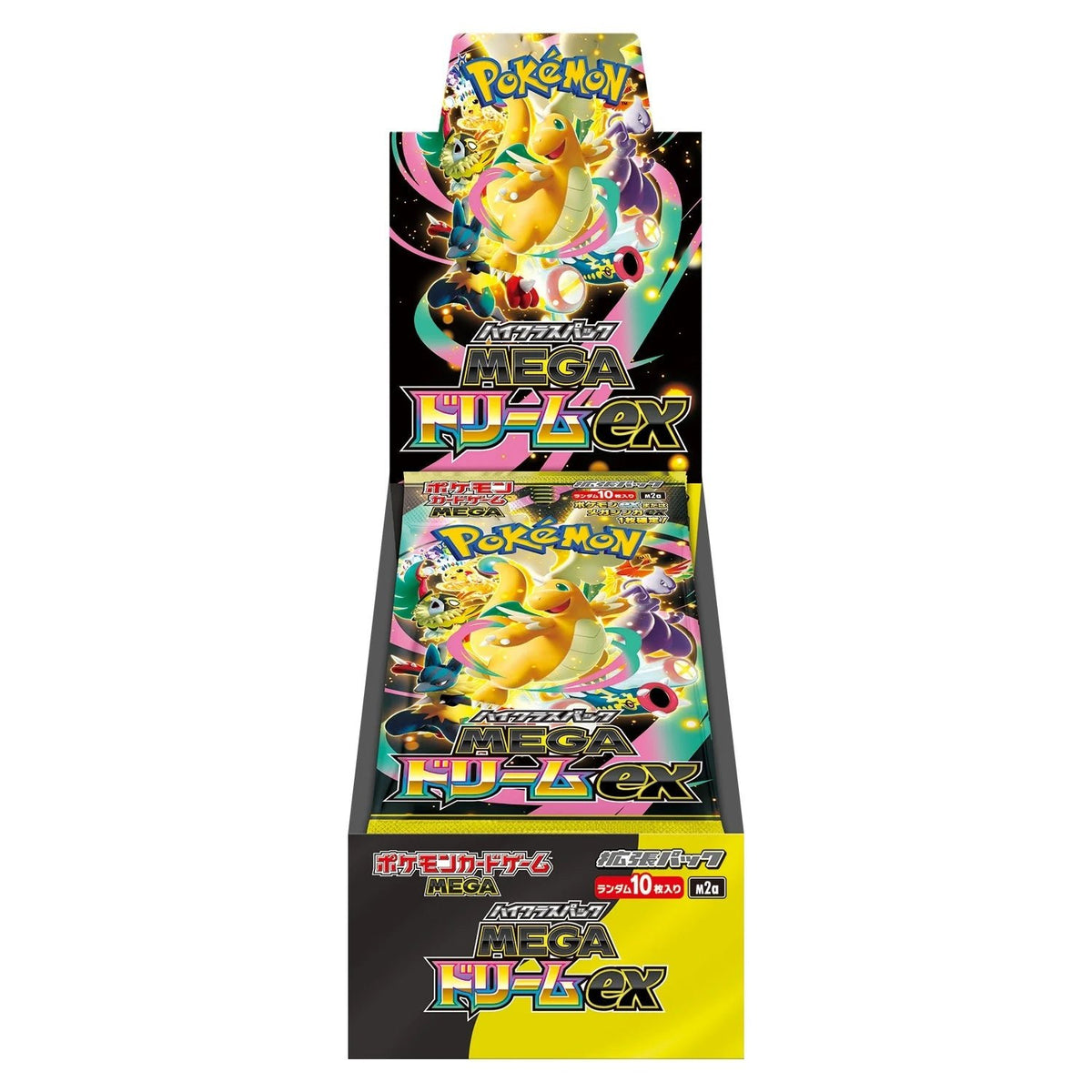 Pokémon Karten-Booster mit MEGA Dream ex Cover, farbenfroher Schriftzug