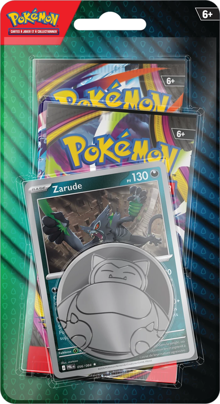 Pokémon 2er-Blister mit Zarude-Karte, sichtbarer Booster-Aufdruck