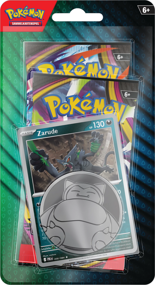 Pokémon 2er-Blister mit Zarude-Sammelkarte unter Klarsichtfolie