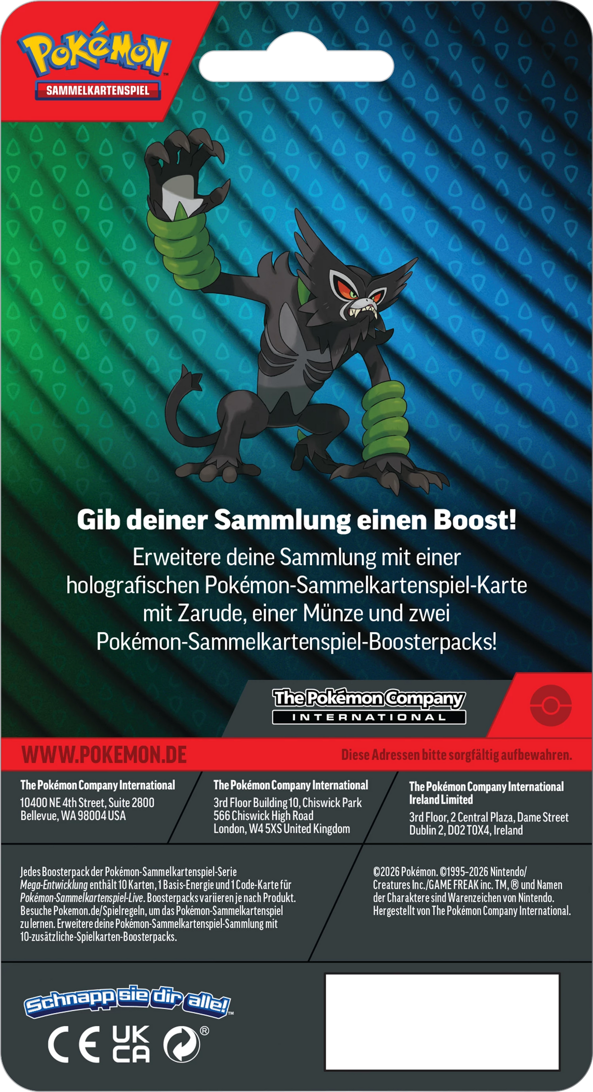 Pokémon 2er-Blister mit zwei Sammelkarten in Klarsichtverpackung