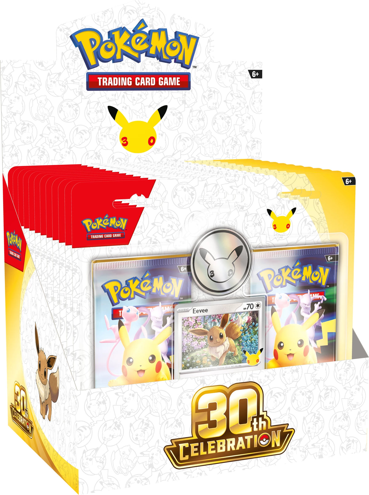 Pokémon Kartenblister 30th Celebration mit Metallring, seitlicher Boxansicht