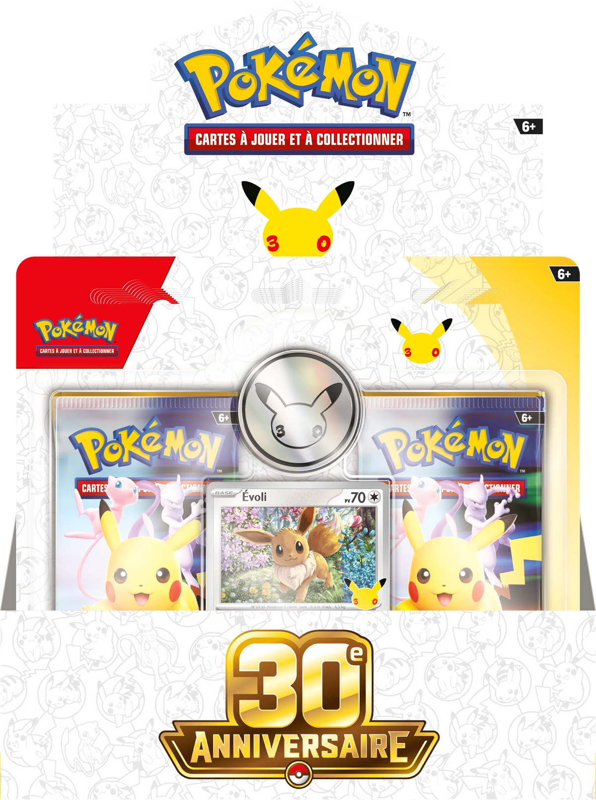 Pokémon 30. Jubiläum 2er-Karten-Blister mit Pikachu, Silhouette-Ring und Kartenfächern