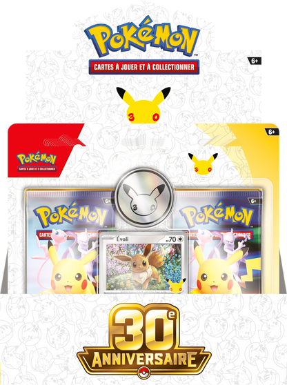 Pokémon 30. Jubiläum 2er-Karten-Blister mit Pikachu, Silhouette-Ring und Kartenfächern
