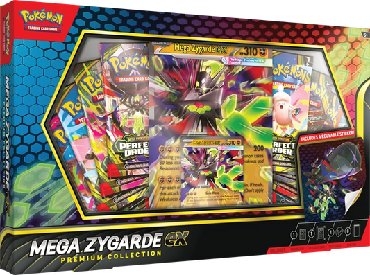 Sammelbox-Front mit Karten- und Sticker-Details sowie Zygarde-Ex-Titelzeile unten