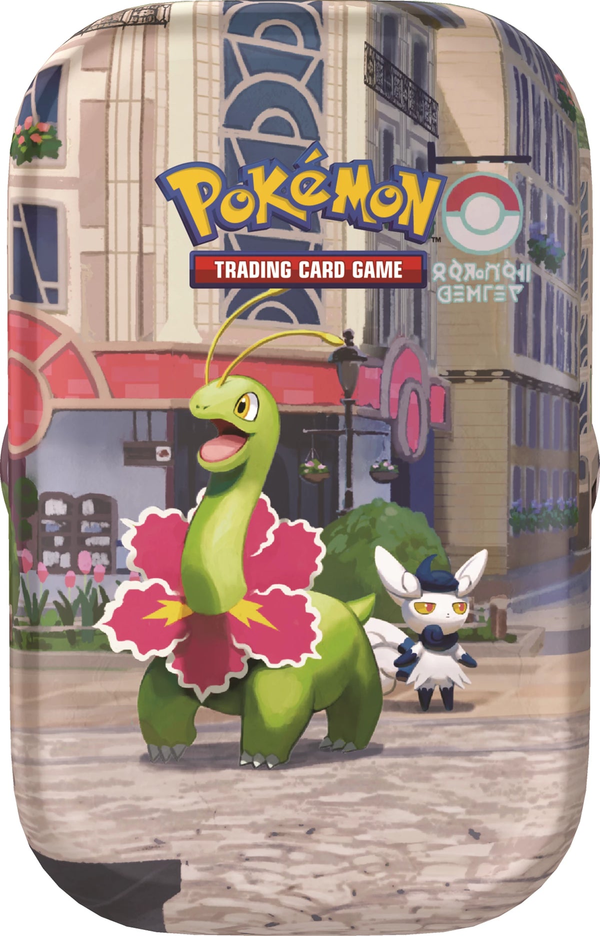 Pokémon Mini-Tin mit grünem Krokodil-Pokémon und weißem Kaninchen-Pokémon vorne