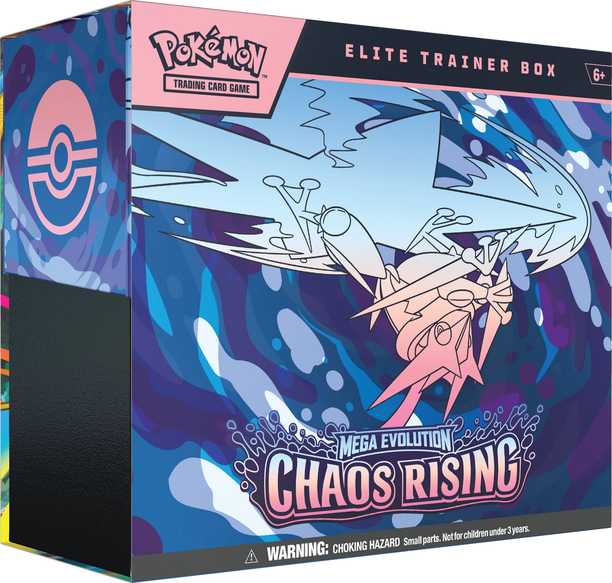 Pokémon Elite Trainer Box mit Mega Evolution Chaos Rising Artwork
