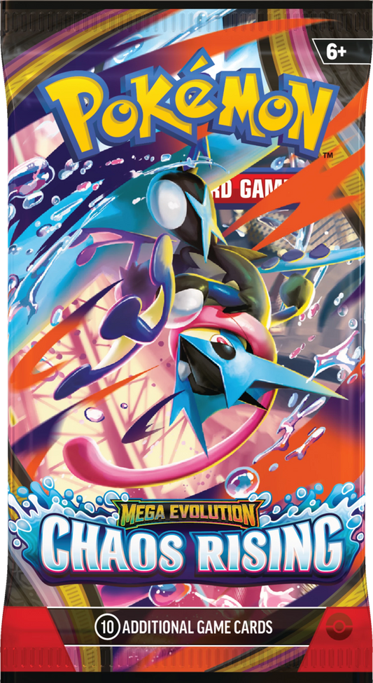 Pokémon Chaos Rising Boosterbox Vorderseite mit Charakterillustration und blauer Schrift