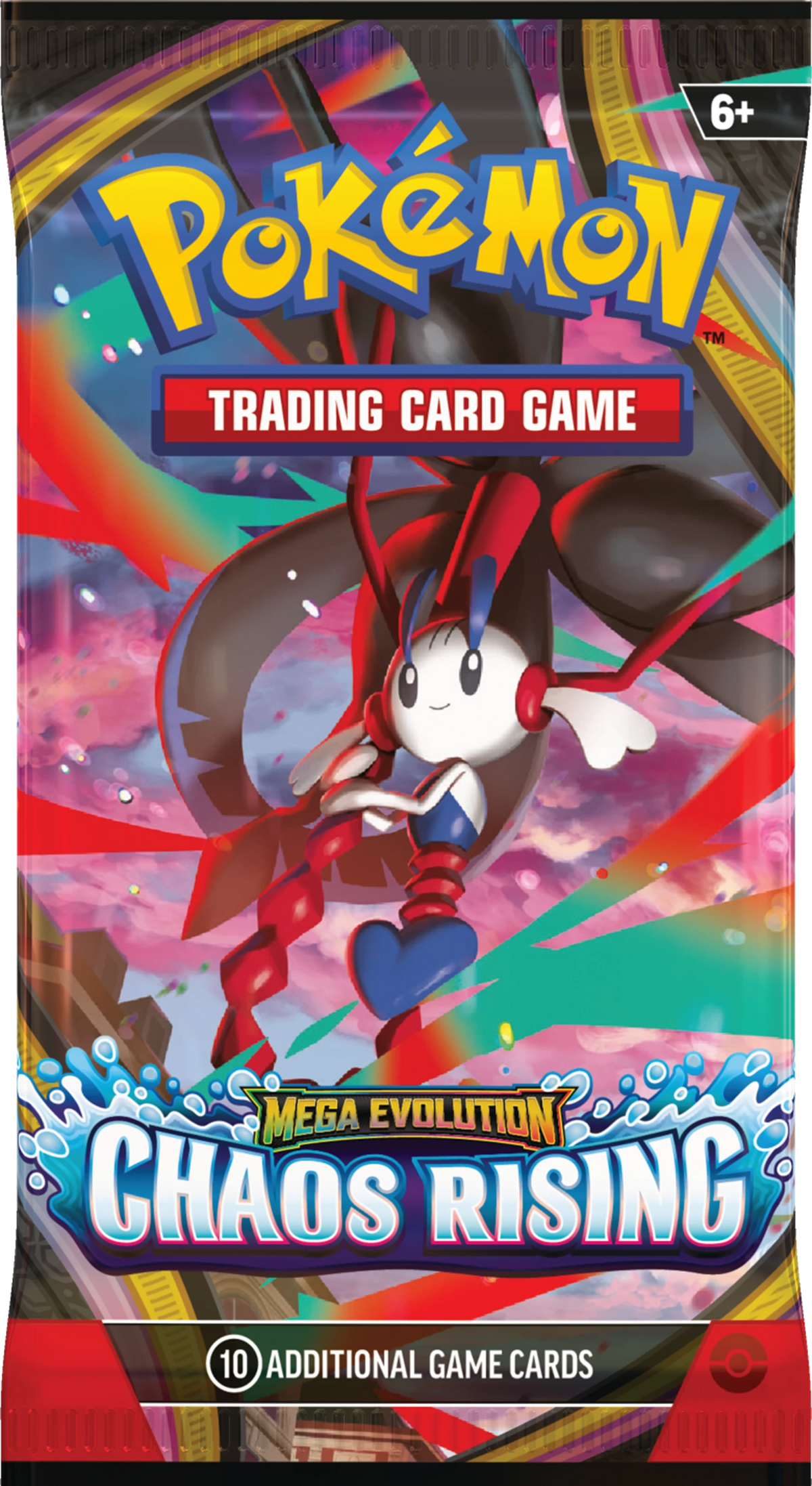 Pokémon Chaos Rising Boosterbox, Vorderseite mit Charakterillustration und „Trading Card Game“