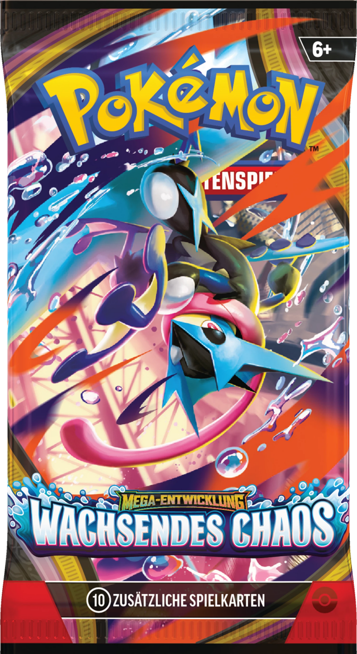 Pokémon-Boosterpack mit Logo, „Wachsendes Chaos“, 10 Zusatzkarten, 6+