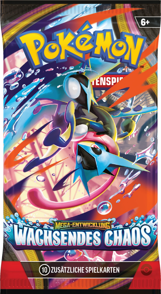 Pokémon-Boosterpack mit Logo, „Wachsendes Chaos“, 10 Zusatzkarten, 6+