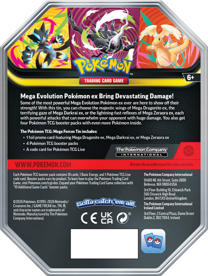 Pokémon Mega Forces ex Karten-Tin mit Pokémon-Motiven
