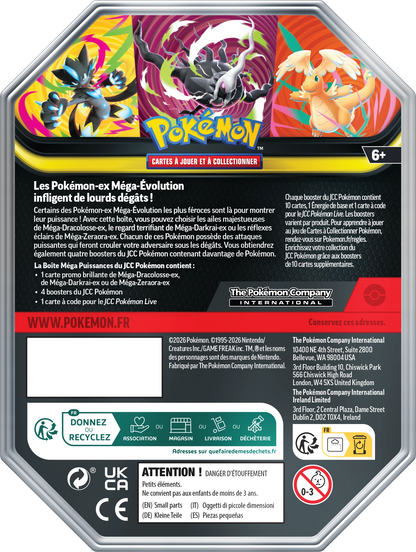 Pokémon-Kartenspieldose Rückseite mit Sammel- und Sicherheitshinweisen