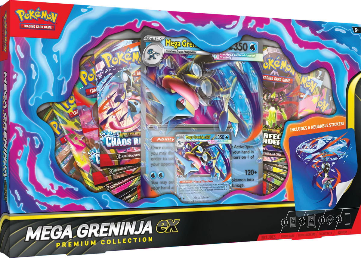 Pokémon Trading Card-Set „Mega Greninja ex“ Premium Collection Packung mit Sichtfenster