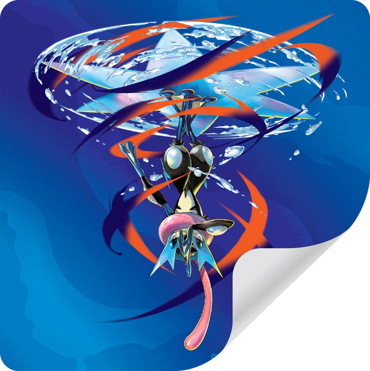 Pokémon Mega-Amphinobi ex Figurenaufkleber mit Wasser- und Orangenwirbel-Design
