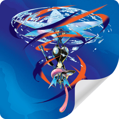 Pokémon Mega-Amphinobi ex Figurenaufkleber mit Wasser- und Orangenwirbel-Design