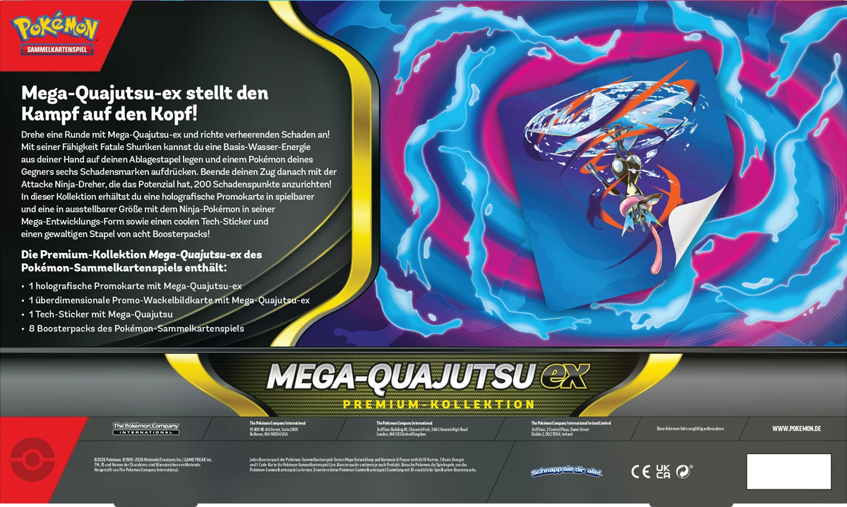 Mega-Quajutsu ex Karte mit 3D-Effekt, blauer Illustration und KP 350