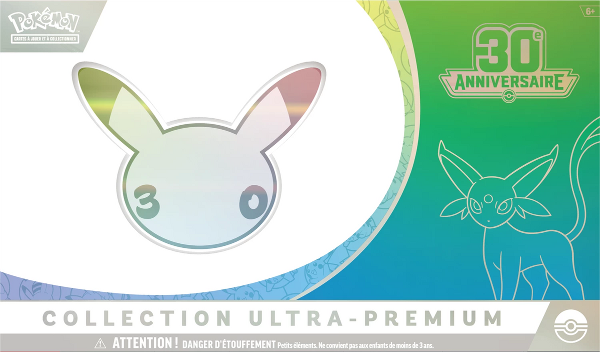 Pokémon Ultra-Premium Collection-Box mit Espeon ex Kopfmotiv und 30. Jubiläum