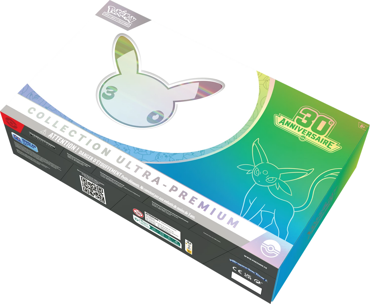 Pokémon Ultra-Premium Collection-Box mit Espeon ex Motiv, 30. Jubiläum, Rückseite