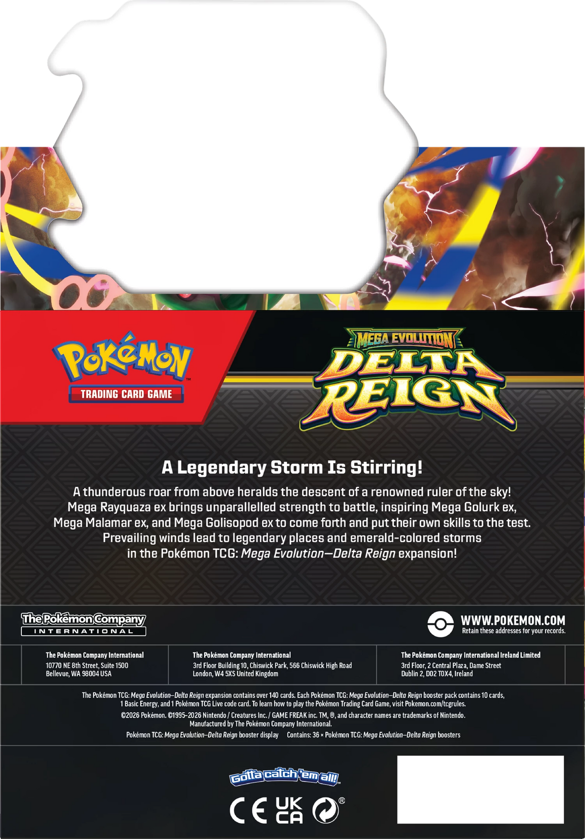 Pokémon Booster-Display „Delta Reign“ in Schwarz mit Logo und Pack-Design.