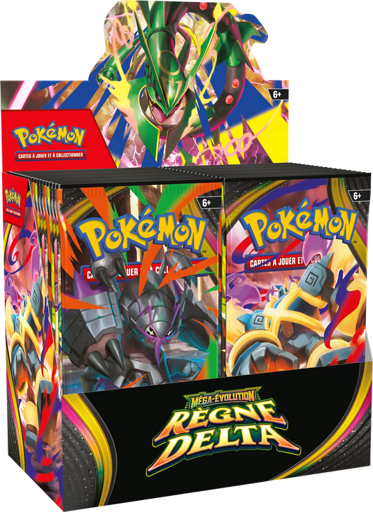Pokémon Delta Reign Booster-Display frontal, farbiges Artwork mit Pokémon-Kartensets