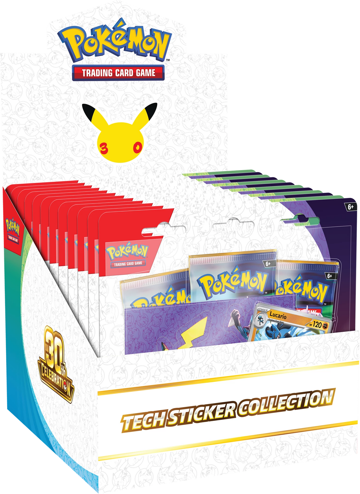 Pokémon Tech-Stickerkollektion Boxvorderseite mit Pikachu-Emblem