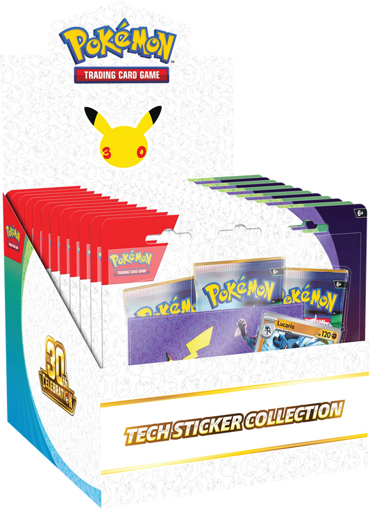 Pokémon Tech-Stickerkollektion Boxvorderseite mit Pikachu-Emblem