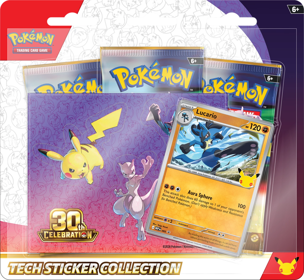 Pokémon Tech-Stickerkarte mit Lucario im Folienkartenbeutel