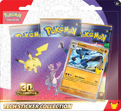 Pokémon Tech-Stickerkarte mit Lucario im Folienkartenbeutel