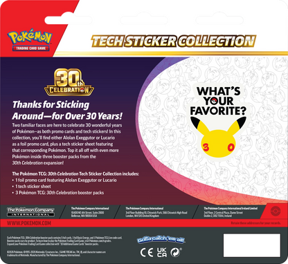 Rückseite der Tech-Stickerkollektion mit Info-Text und CE-Markierung