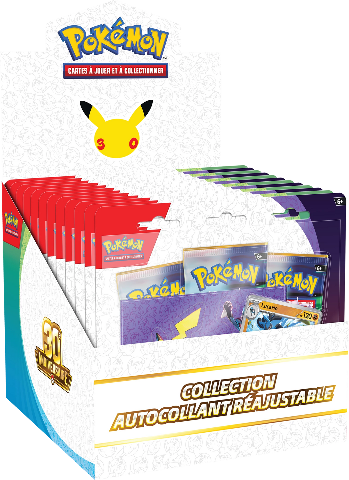 Pokémon Sticker-Sammlung, Box mit Pikachu-Motiv und 30-Jahre-Logo