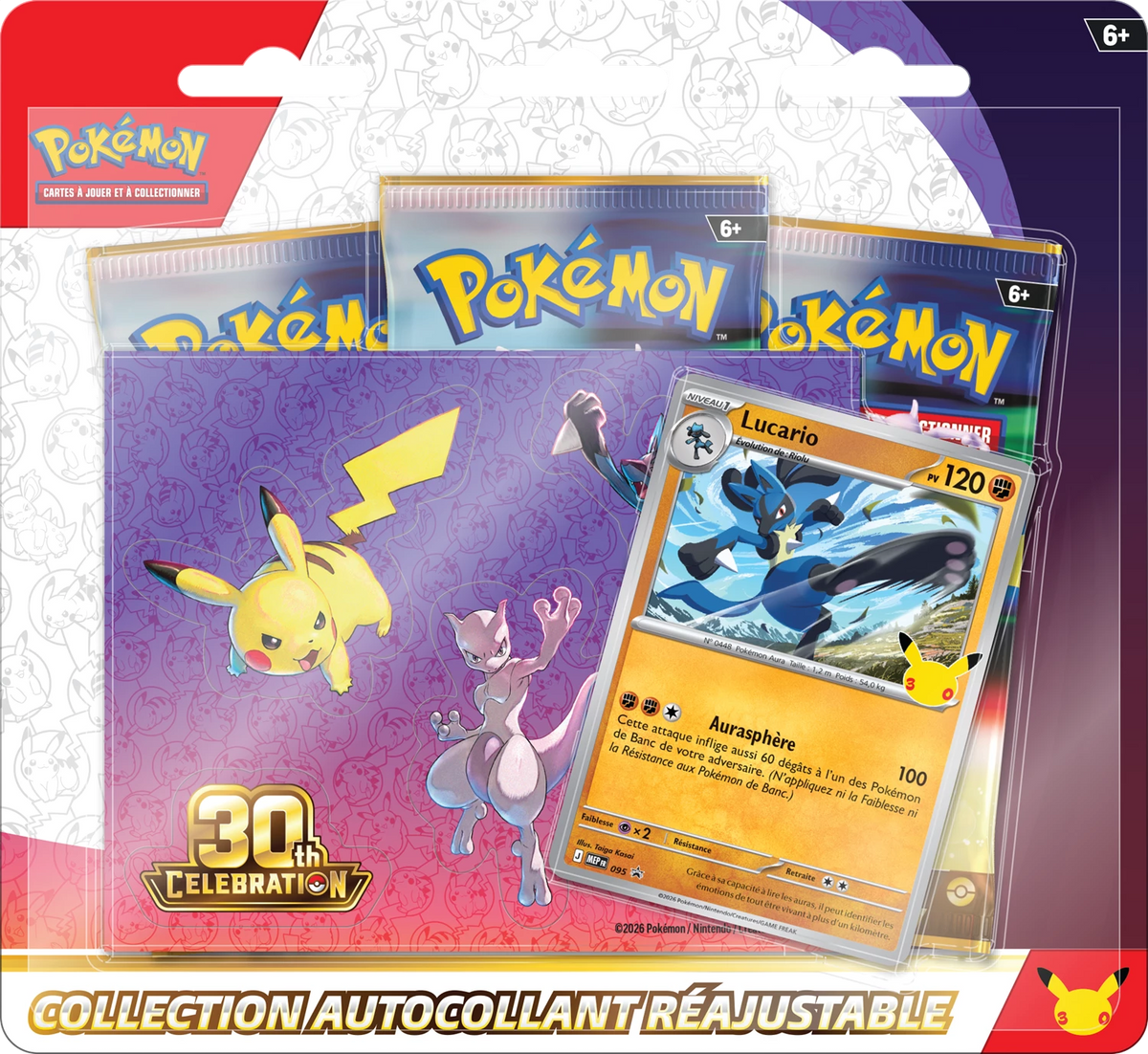 Pokémon Sticker-Karte in Folie mit Lucario-Motiv, 120 und 6+ Altersangabe