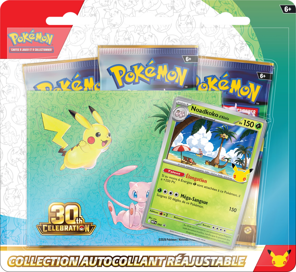 Pokémon Sticker-Karte in Folie mit Pokémon-Motiv, 150 und 6+ Altersangabe