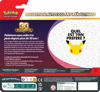 Verpackungsrückseite der Pokémon Sticker-Sammlung, Infotext und Pikachu-Icon