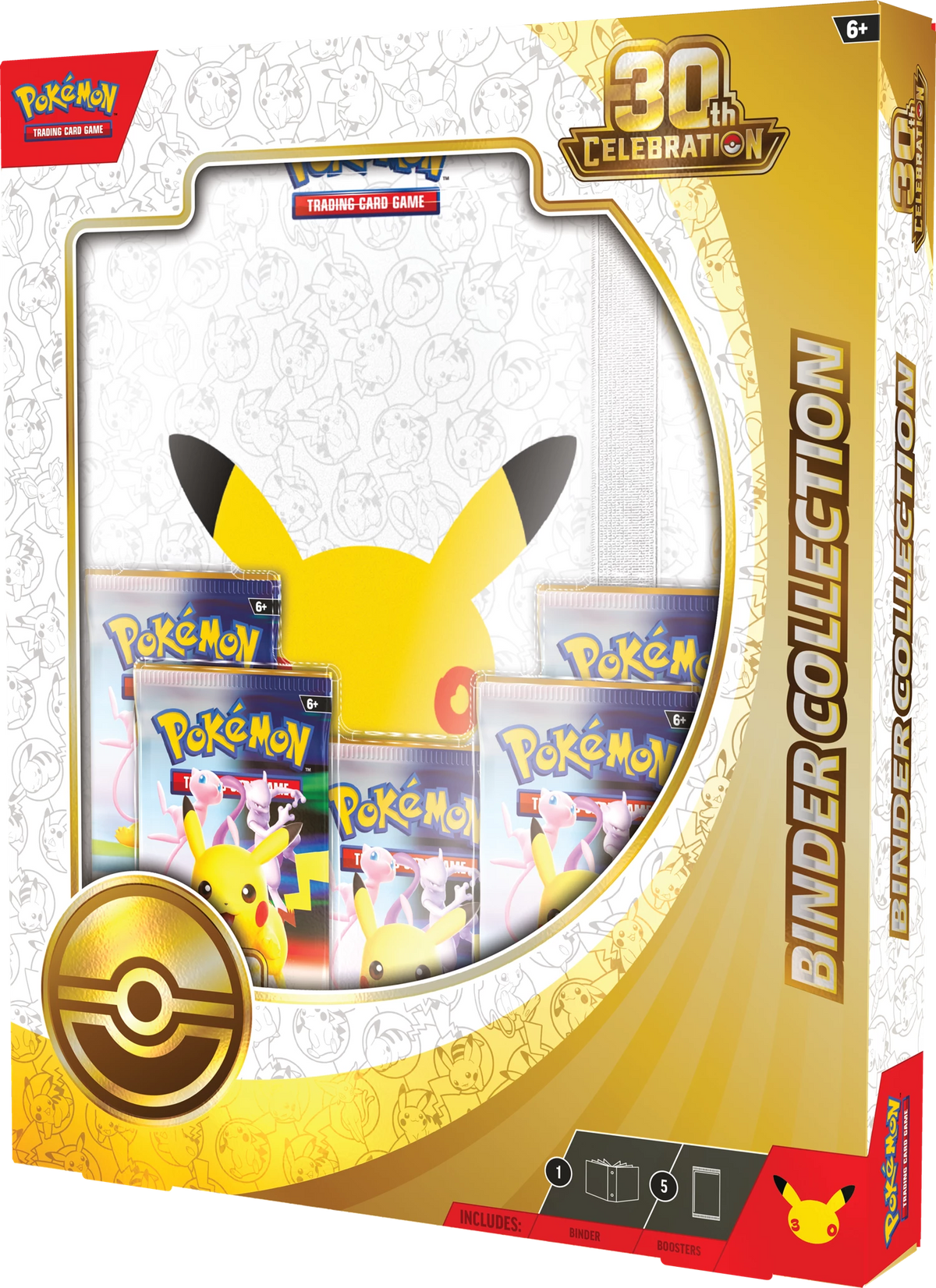 Box der Pokémon-Binderkollektion 30th Celebration mit Sichtfenster und Pikachu-Design