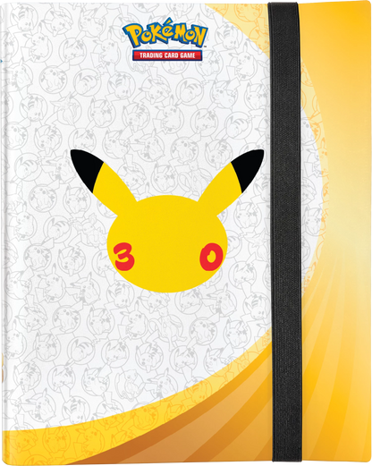 Binde mit Pikachu-Motiv, weißem Cover und schwarzem Riemen am Verschluss