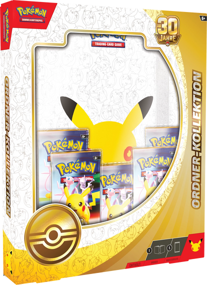 Pokémon-Ordnerkollektion in Box, 30-Jahre-Emblem, Fenster mit Karten und Pokéball