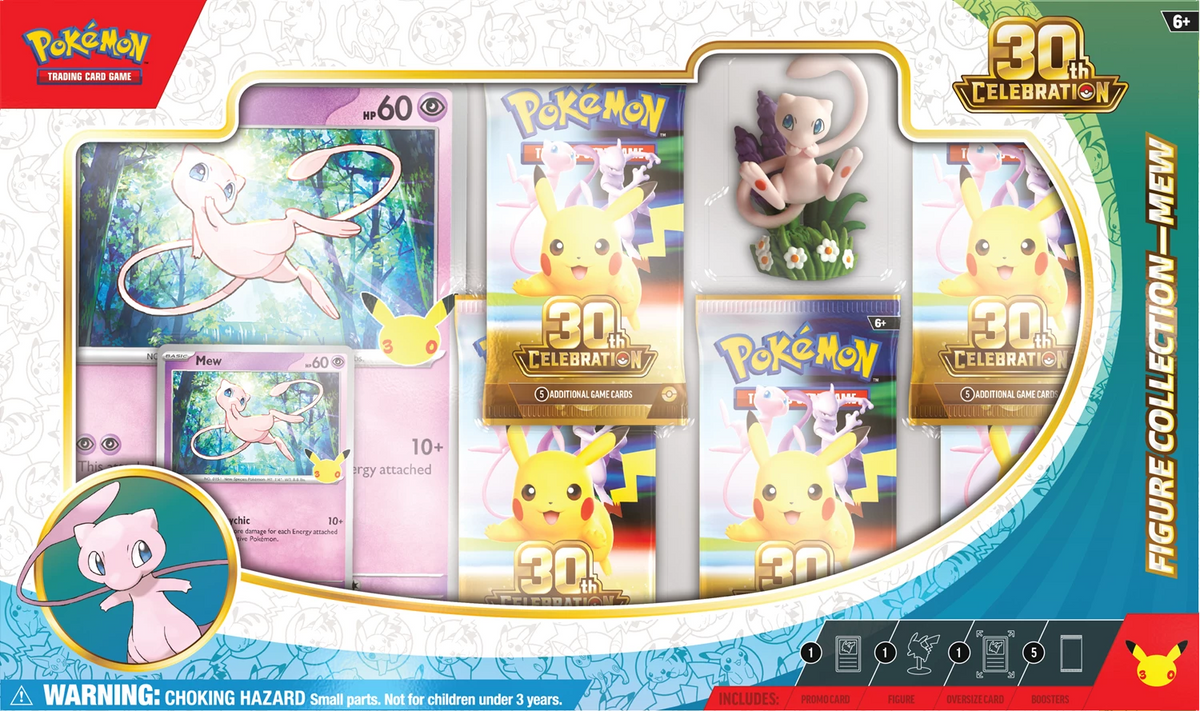 Pokémon Mew Figurenkollektion-Box Vorderseite mit 30th-Celebration-Logo