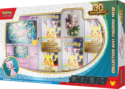 Pokémon 30. Jubiläum Figurenkollektion: Vorderseite-Box mit Mew- und Pikachu-Motiven