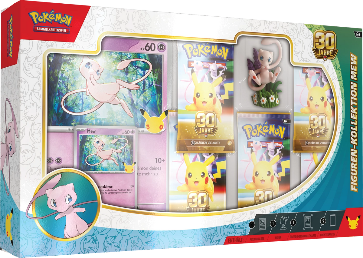 Mew-Figurenkollektion-Box mit Fenster, 30-Jahre-Design und eingerahmter Szene