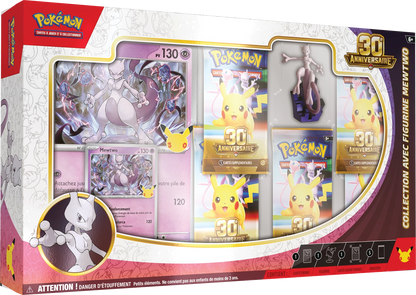 Pokémon-Figurenset 30. Jubiläum in Kartonverpackung, Seitenansicht mit Mewtwo-Abbildung