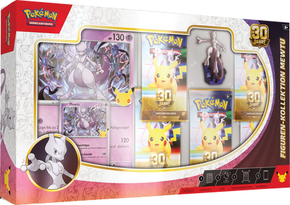 Pokémon 30-Jahre Mewtu Figurenkollektion, Schachtel mit Mewtu in Sichtfenstern