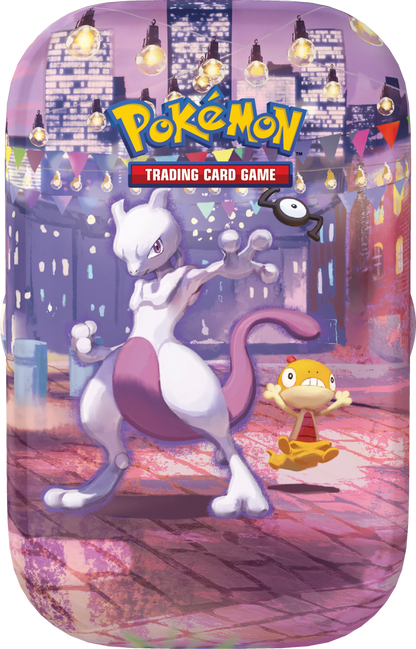 Pokémon-Minidose Trading Card Game mit violettem Pokémon und gelbem Taschen-Pokémon