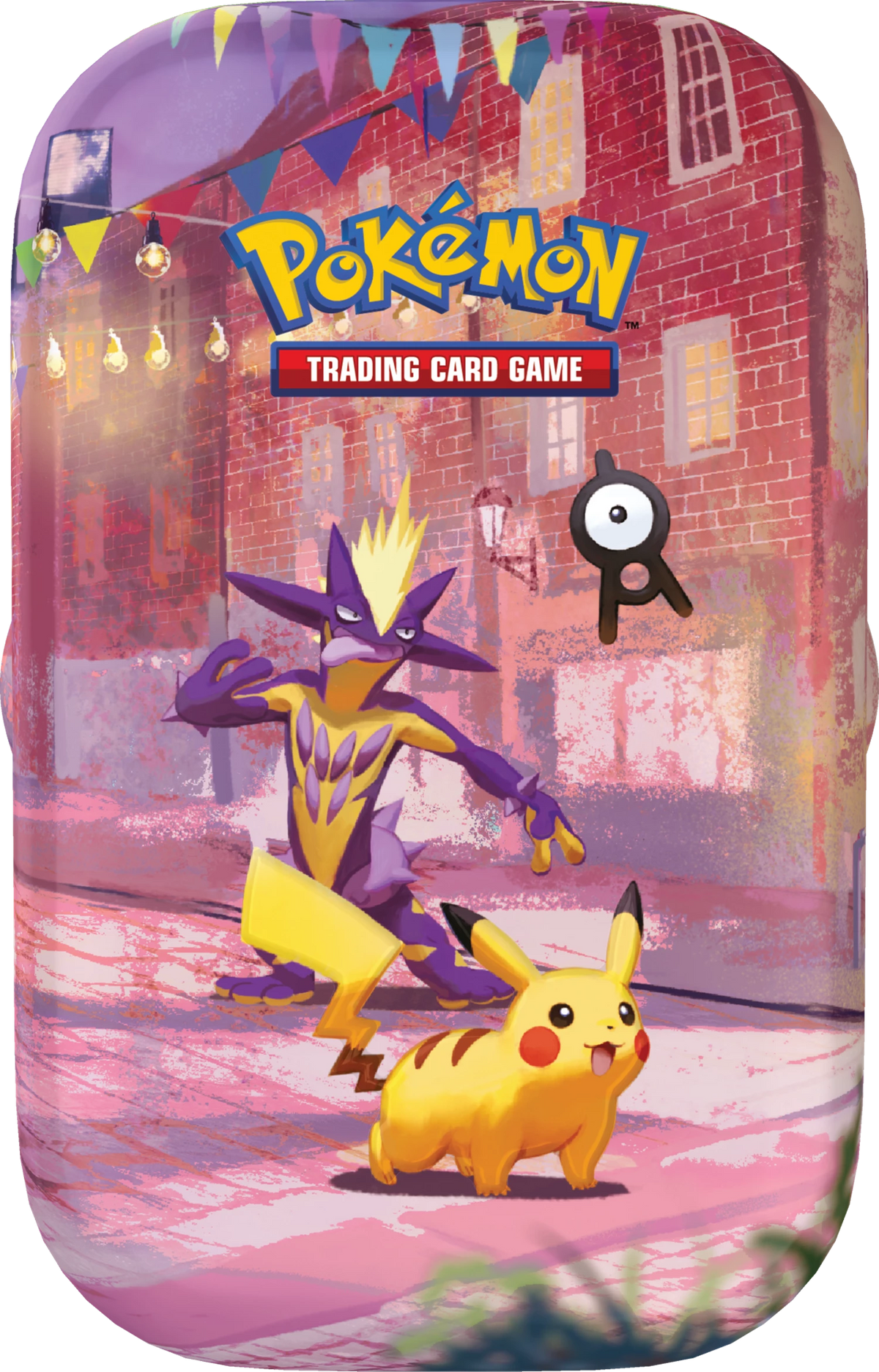 Metall-Dose mit Darkrai und Pikachu, Spielkarten-Logo, rotes Ziegelmotiv