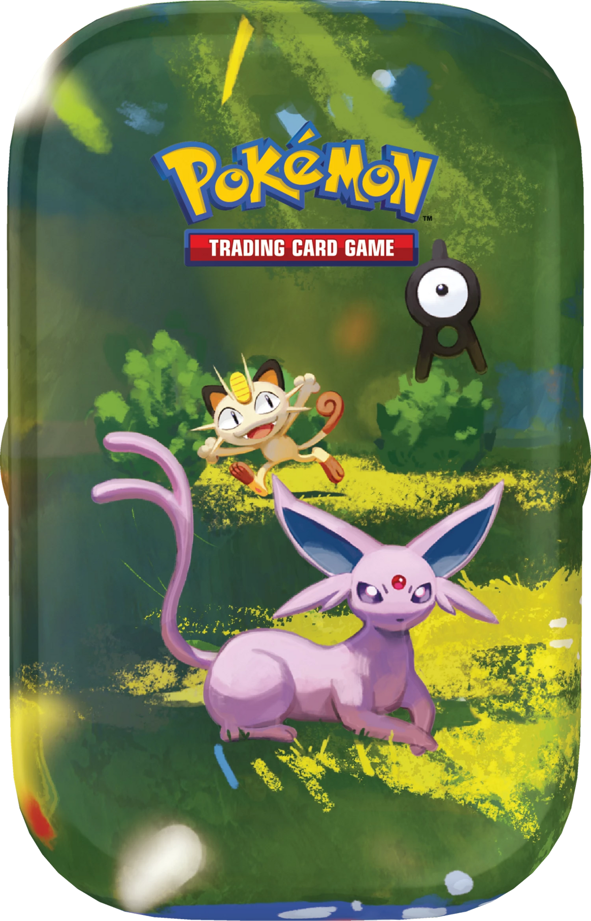 Pokémon Mini-Dose mit Pokémon-Figuren in grüner Waldszene