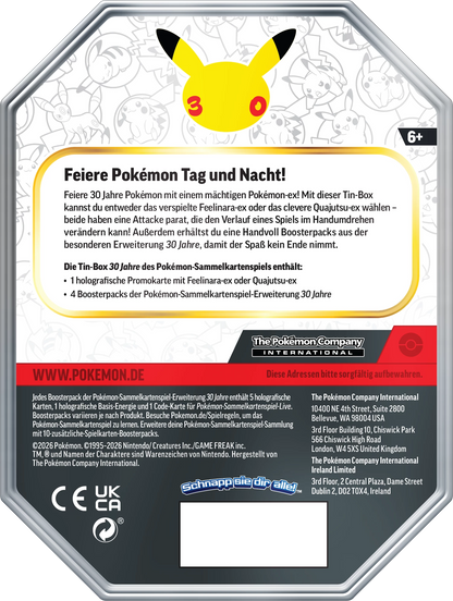 Pokémon-Sammeldose (Rückseite) mit Schlitz und Aufklebern, sechseckiges Design