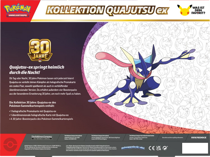Pokémon-Ex-Box „30 Jahre“ mit Greninja und Quajutsu-ex Kartenmotiv