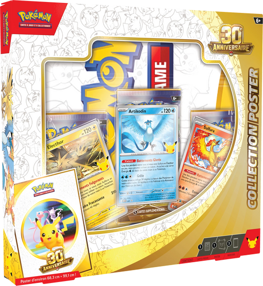 Pokémon-Poster-Set 30. Jubiläum in Box, mit Karten-Designs und Pikachu-Zuschnitt